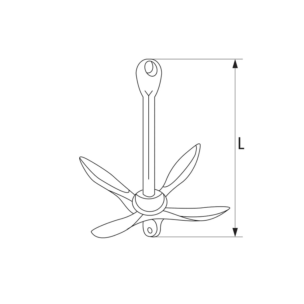 Ancla Rezón Paraguas en Acero Inoxidable AISI 316 6Kg 550mm 