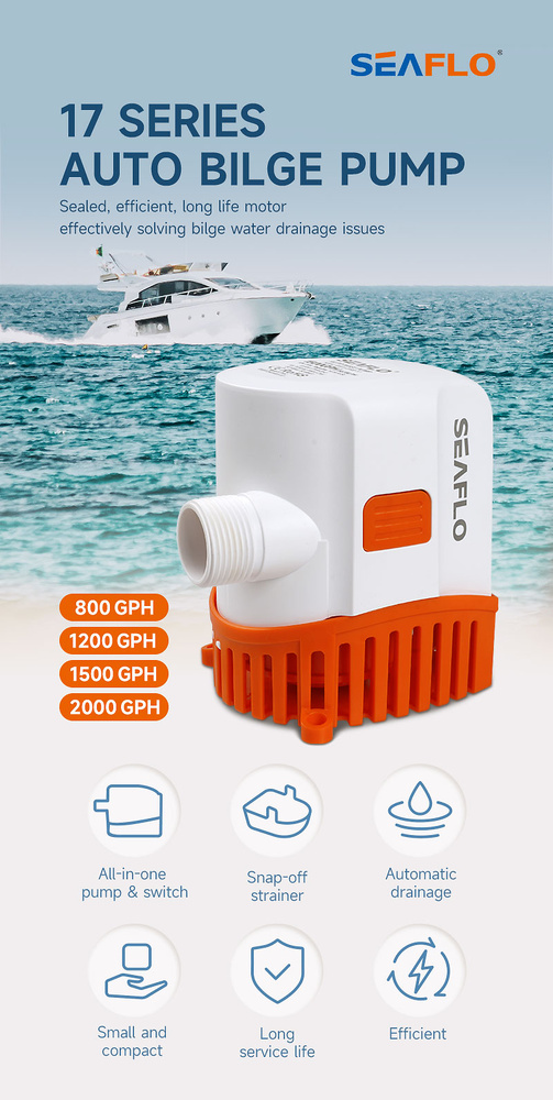 BOMBA ACHIQUE AUTOMÁTICA, 1500GPH, 12V SERIE 17 