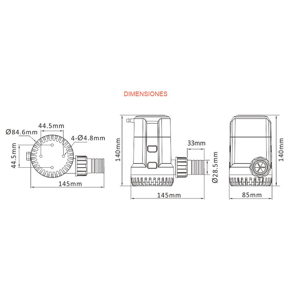 Bomba de achique automática SERIE 13B 1500 GPH 12V con detección electrónica 