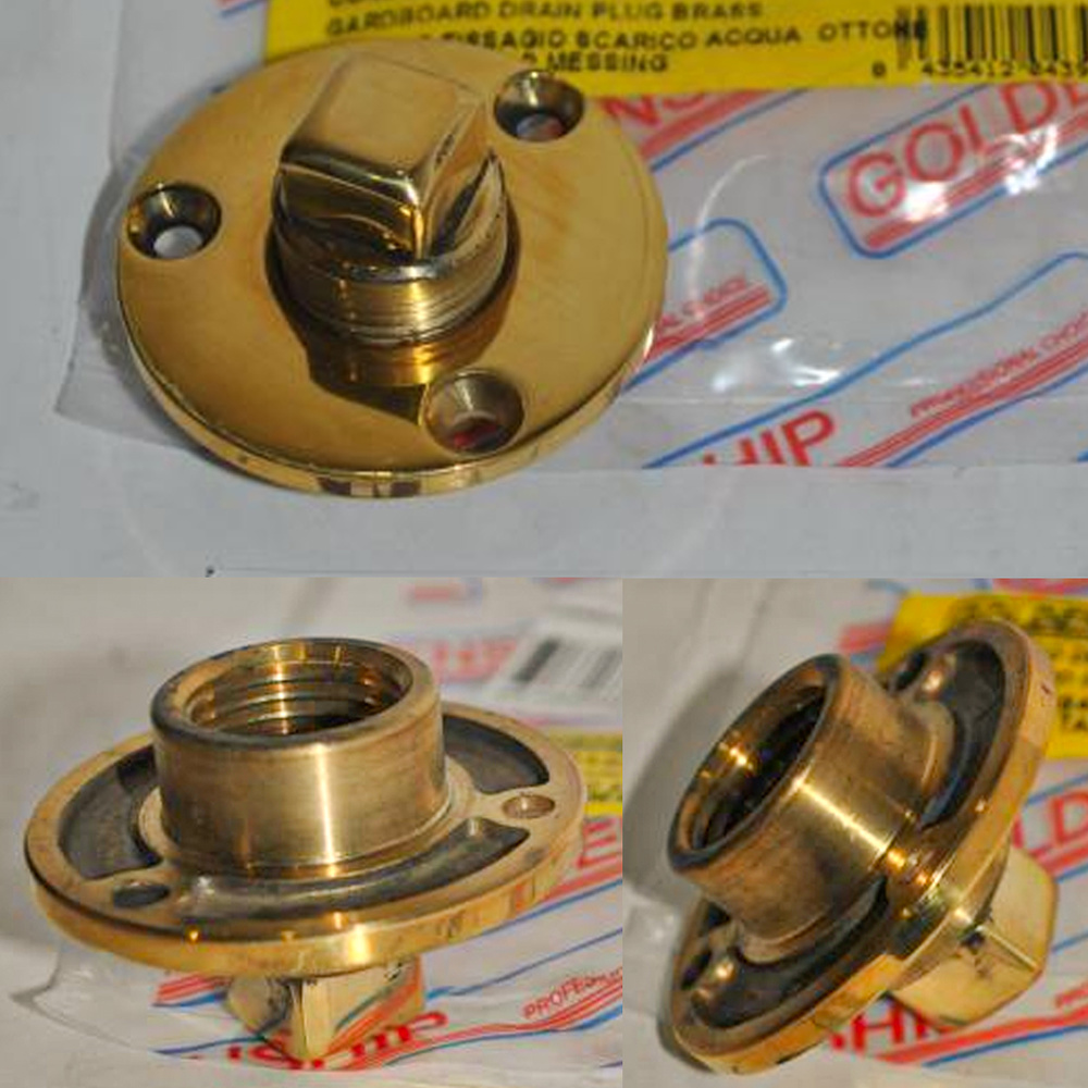 CONDUCTO DESAGUE (50,8mm) con tapon roscado.Laton pulido. Brass cast flange and plug. Ombrinale In Ottone. (PACK DE 2) 