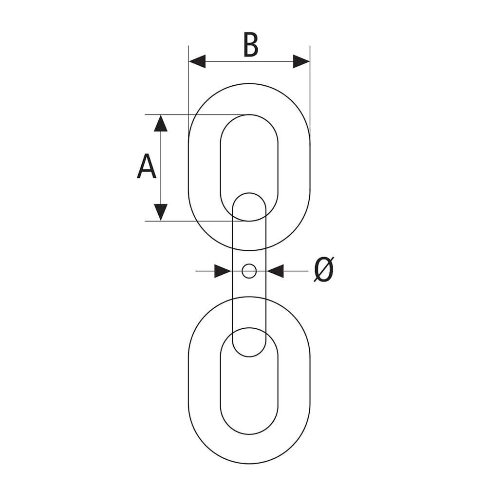 Cadena calibrada en acero inoxidable AISI 316 DIN 766 8mm 20mts 