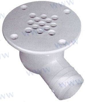 DESAGUE BAÑERA (90 grados)Plastico. C/VALVULA Fabricado en Plastico Blanco. Con bola de bloqueo interna. 