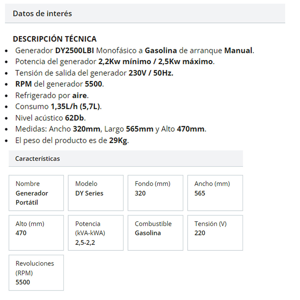 GENERADOR INVERTER GS-D GASOL.50HZ 230V 2.2k 