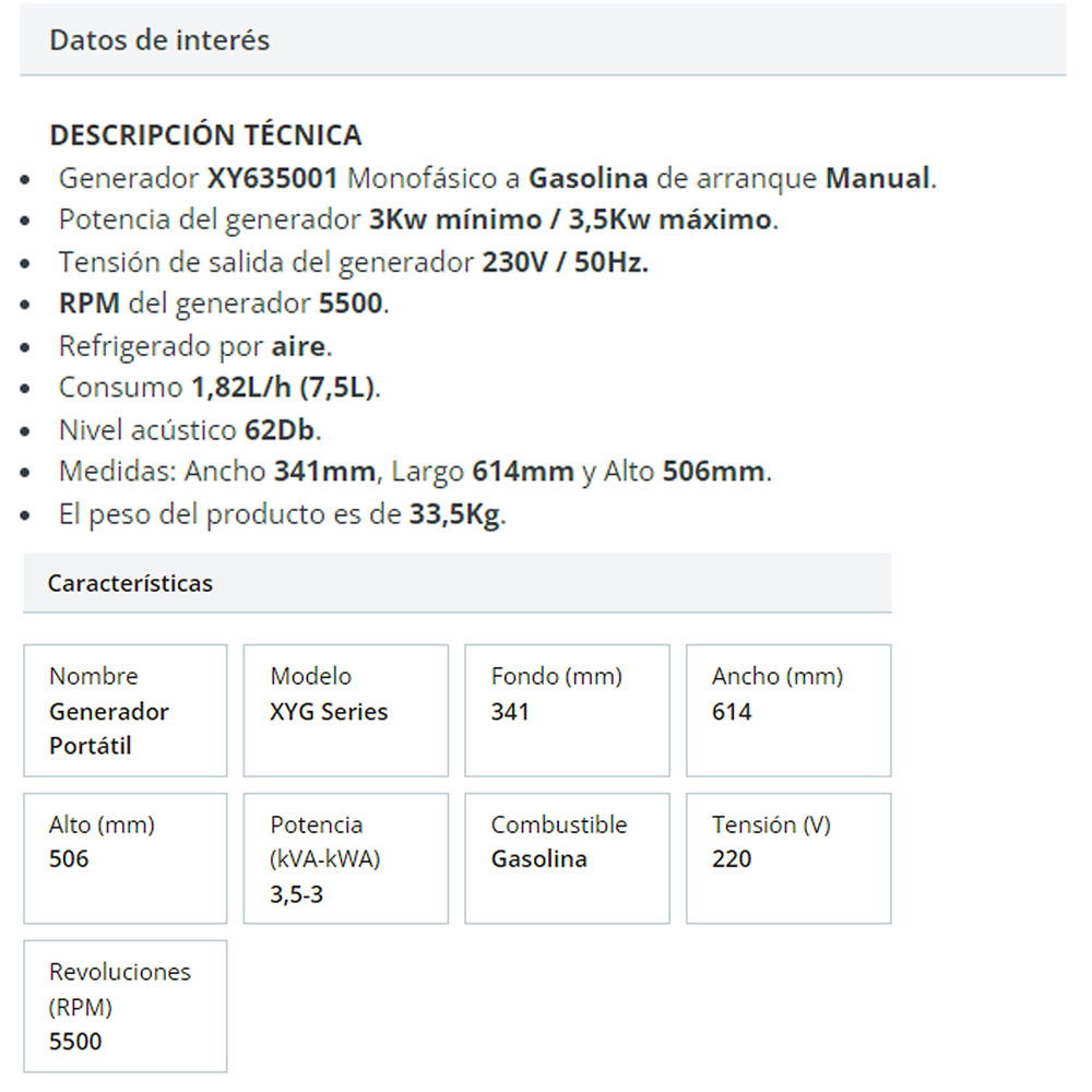 GENERADOR INVERTER GS-X GASOLINA 50HZ 230V 2.8kW 