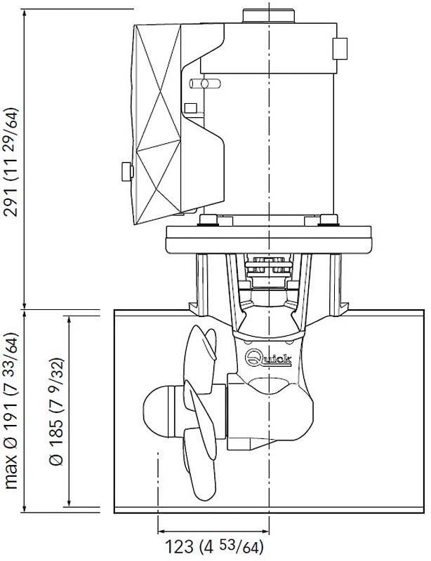 HELICE DE PROA QUICK 1 HELICE - 55KGF - 24V - Ø 185 MM - 3.0KW 
