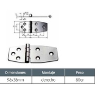 BISAGRA INOXIDABLE ELECTROPULIDA 98x38mm